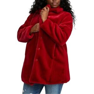 Torrid Faux Fur Coat 4X NWT – Red Ultra Warm Plush Plus Size Statement Jacket